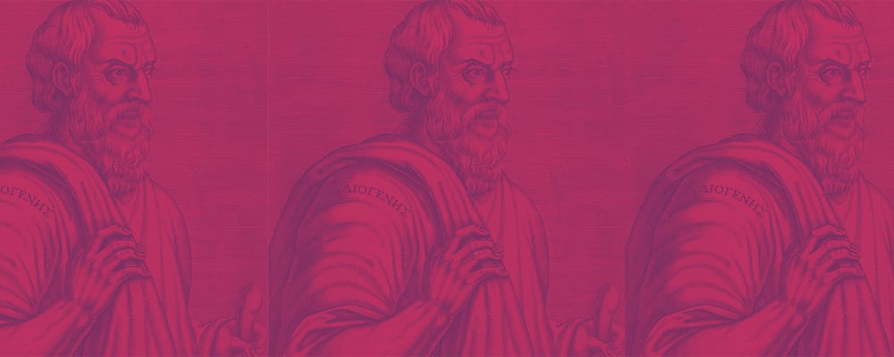 illustration of diogenes with a robe over his shoulder