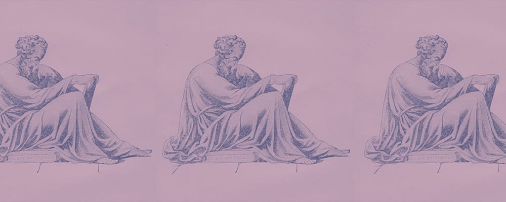 illustration of epictetus sitting reading a tablet